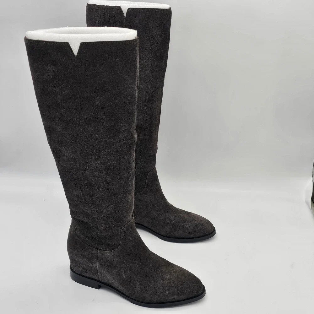 ASH Jocelyn Boots Womens 38 Africa Brown Suede Tall Knee High Hidden Wedge NIB